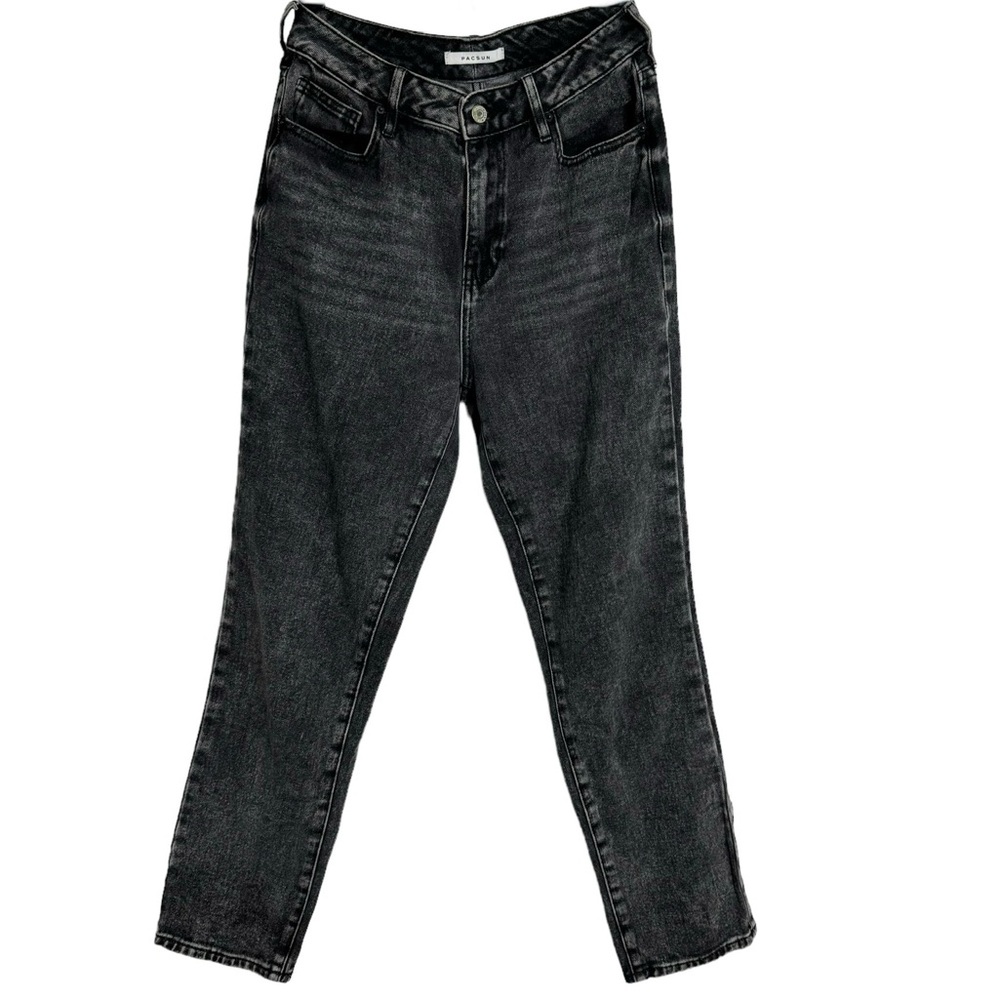 PacSun Distressed Style Acid Wash Grey Denim Mom Jeans